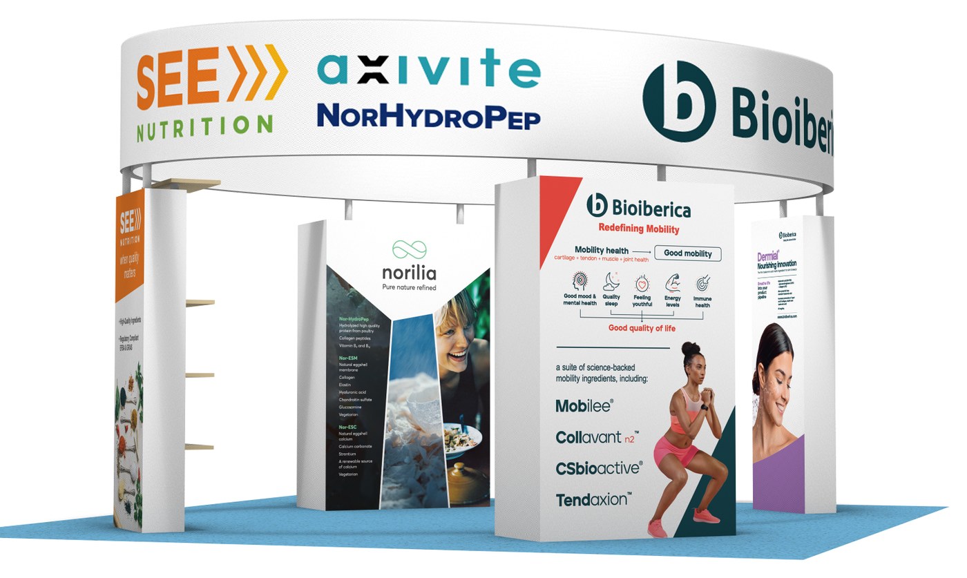 SEE Nutrition circular island trade show booth 3D design
