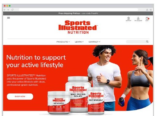 Sports Illustrated Nutrition e-commerce homepage